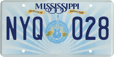 MS license plate NYQ028