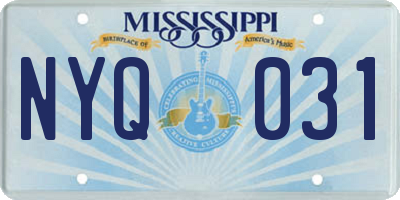 MS license plate NYQ031