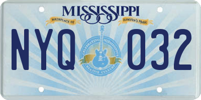 MS license plate NYQ032