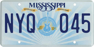 MS license plate NYQ045