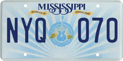 MS license plate NYQ070