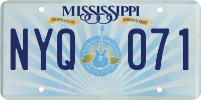 MS license plate NYQ071