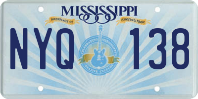 MS license plate NYQ138