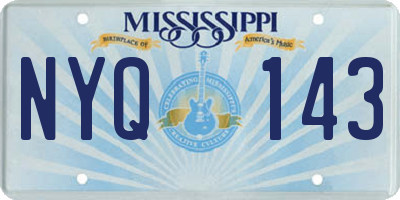 MS license plate NYQ143