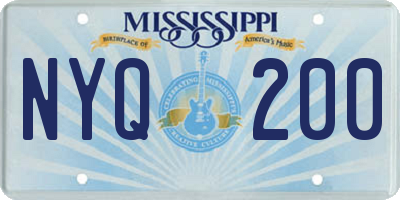 MS license plate NYQ200