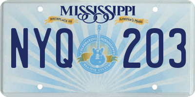 MS license plate NYQ203