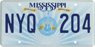 MS license plate NYQ204