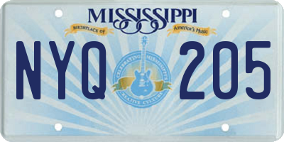 MS license plate NYQ205