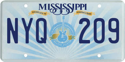 MS license plate NYQ209