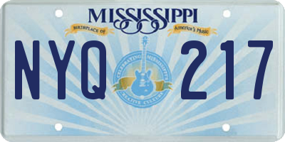 MS license plate NYQ217
