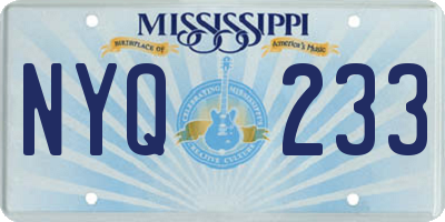 MS license plate NYQ233