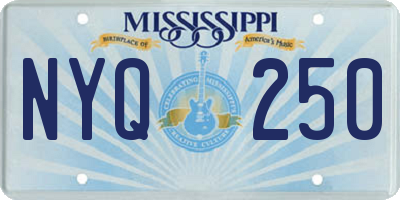 MS license plate NYQ250