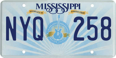MS license plate NYQ258