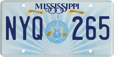 MS license plate NYQ265