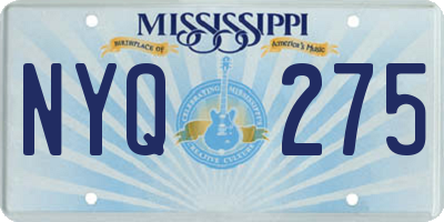 MS license plate NYQ275
