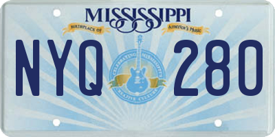 MS license plate NYQ280