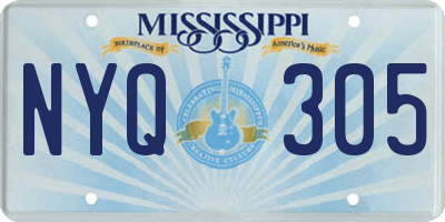 MS license plate NYQ305