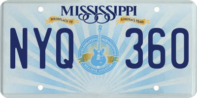 MS license plate NYQ360