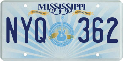 MS license plate NYQ362
