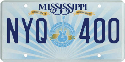 MS license plate NYQ400