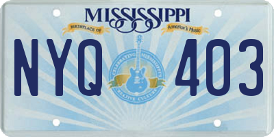 MS license plate NYQ403