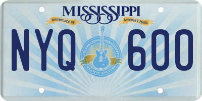 MS license plate NYQ600