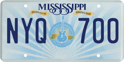 MS license plate NYQ700