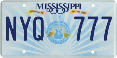 MS license plate NYQ777