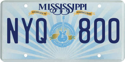 MS license plate NYQ800