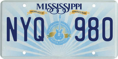 MS license plate NYQ980