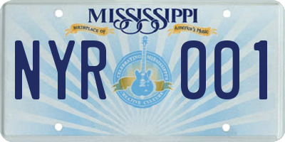 MS license plate NYR001
