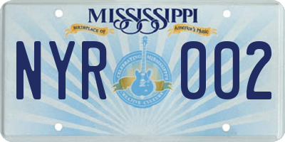 MS license plate NYR002