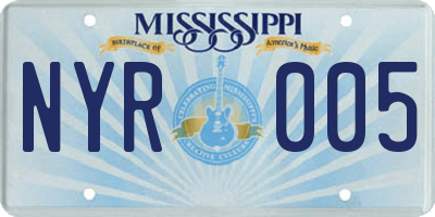 MS license plate NYR005