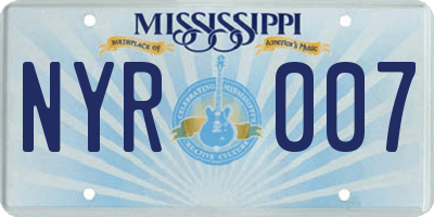 MS license plate NYR007