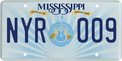 MS license plate NYR009