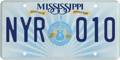 MS license plate NYR010