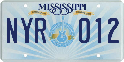 MS license plate NYR012