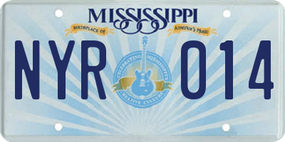 MS license plate NYR014