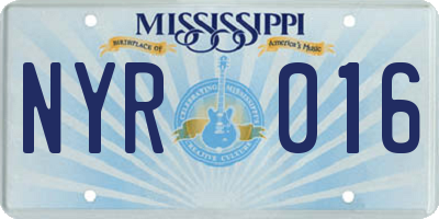 MS license plate NYR016