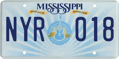MS license plate NYR018