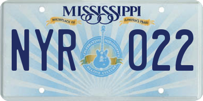 MS license plate NYR022