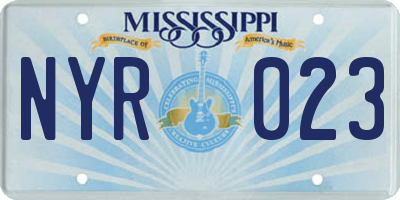 MS license plate NYR023