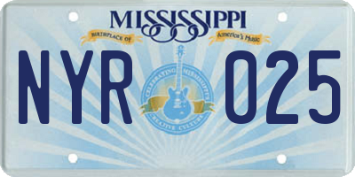 MS license plate NYR025