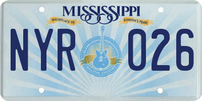 MS license plate NYR026