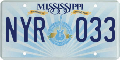 MS license plate NYR033