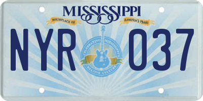 MS license plate NYR037