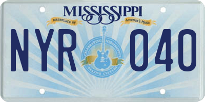 MS license plate NYR040