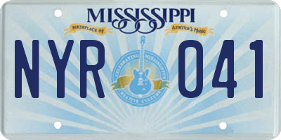 MS license plate NYR041