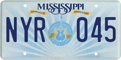 MS license plate NYR045