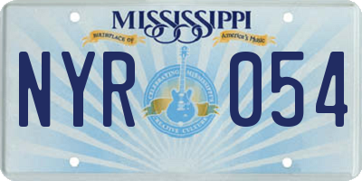 MS license plate NYR054